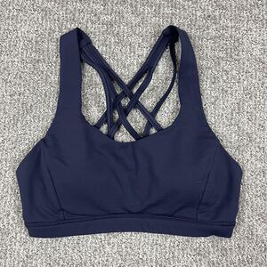 Lululemon Sports Bra Womens 4 Navy Blue Free To Be Wild Strappy Yoga Athletic